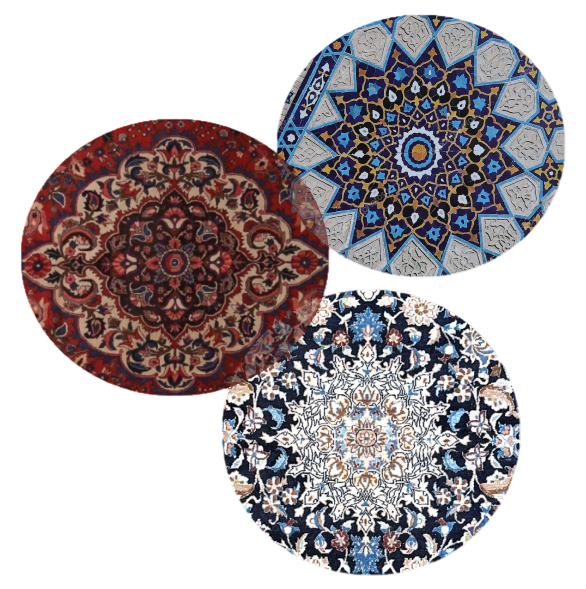 Decorative circles displaying Persian art